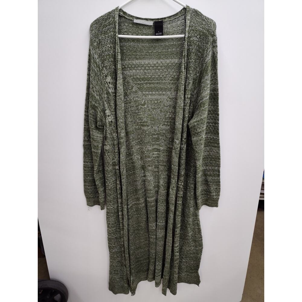 Olive Green Knee Length Cardigan